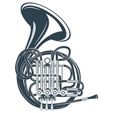 Vector illustration retro french horn Vector | Premium Download