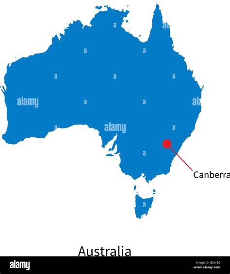 Detailed vector map of Australia and capital city Canberra Stock Vector ...