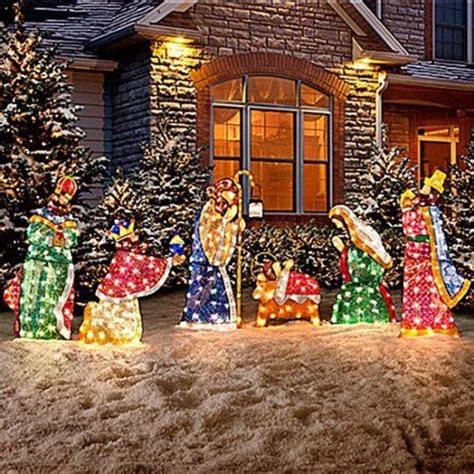 Set of 6 Lighted Holy Family & Wisemen Shimmering Nativity Scene Set Sequin Tinsel … in 2020 ...