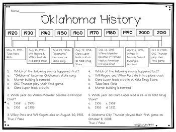 Oklahoma Timeline Activity by Tiffany Hughes | Teachers Pay Teachers