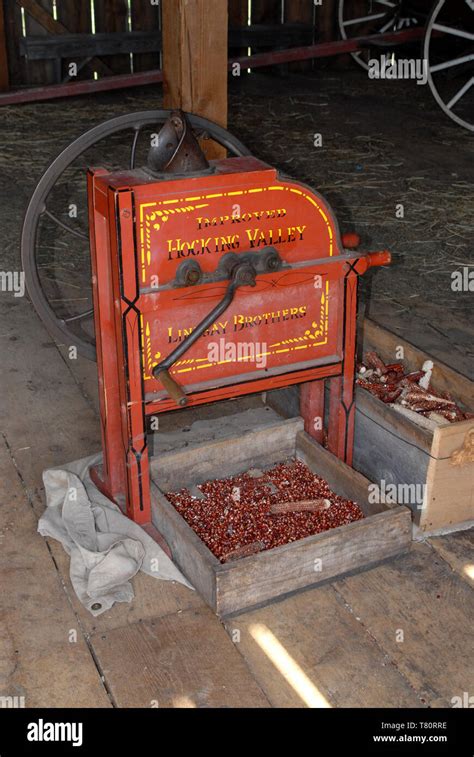 Improved Hocking Valley Antique corn sheller Stock Photo - Alamy