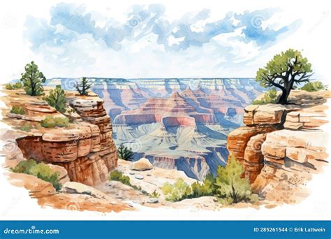 Grand Canyon Clip Art Watercolor Illustration Stock Photo - Image of ...