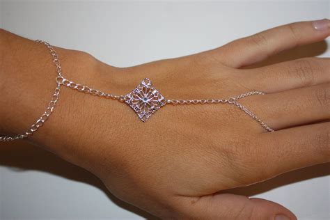 Items similar to Silver Slave Bracelet, Hand Chain, Ring Bracelet ...