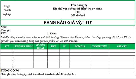 Download mẫu báo giá miễn phí, chuyên nghiệp trên Excel - EU-Vietnam ...