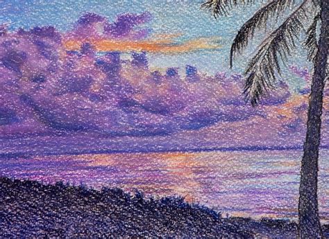 Sunrise and Palm Tree Original Tropical Beach Painting | Etsy