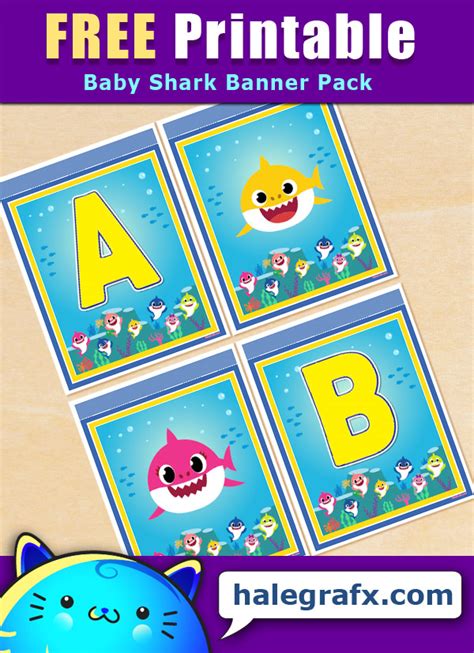 FREE Printable Baby Shark Alphabet Banner Pack