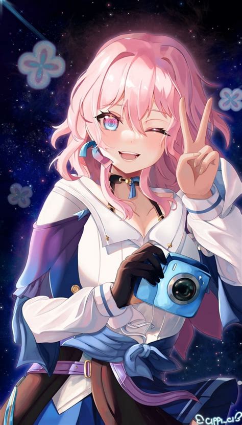 gloves, smiling, stars, Honkai: Star Rail, multi-colored eyes, anime ...