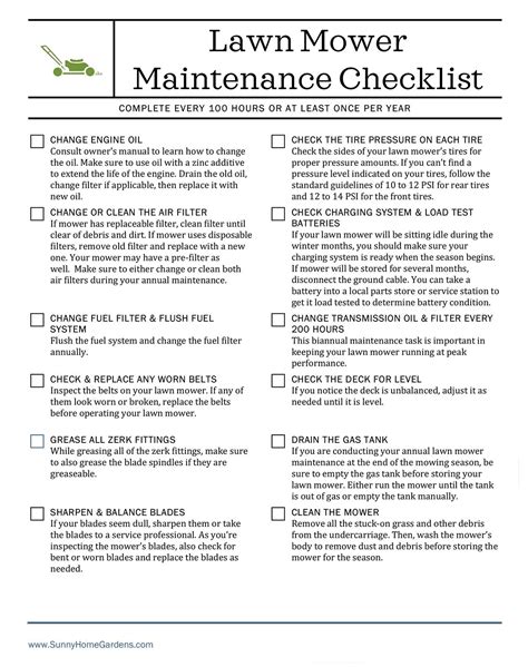 16 Simple Tips For Lawn Mower Maintenance ~ + Free Printable Checklist ...