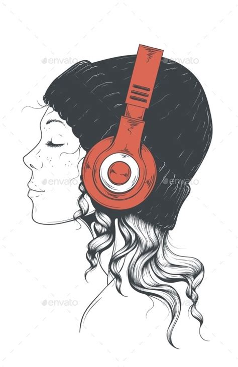 Girl in Headphones | Music drawings, Headphones art, Music illustration