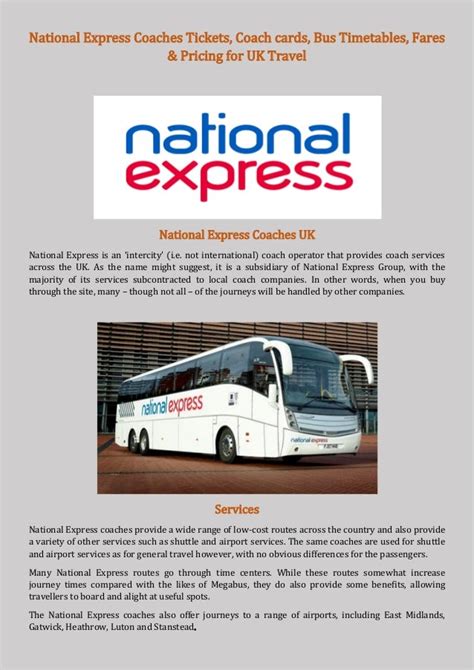 National express coaches tickets, coach cards, bus timetables, fares