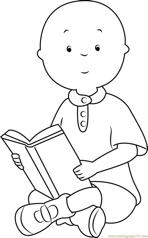 Caillou Reading a Book Coloring Page - Free Caillou Coloring Pages ...