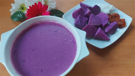 Purple yam porridge | Boiled yam with spicy sambal | Purple yam recipes - YouTube