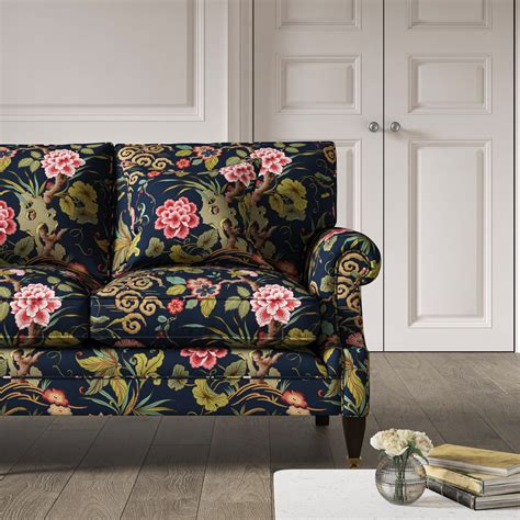 Burford Large 2 Seat Sofa Fleurs Orientales Navy