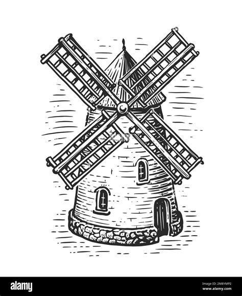 Medieval Windmill Drawing