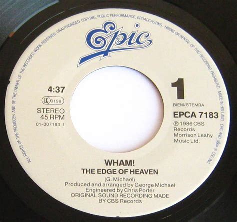 Wham The Edge Of Heaven 7 Vinyl single record 45 rpm | Etsy