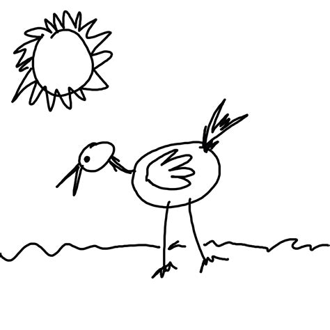 Child's Bird Drawing Free Stock Photo - Public Domain Pictures