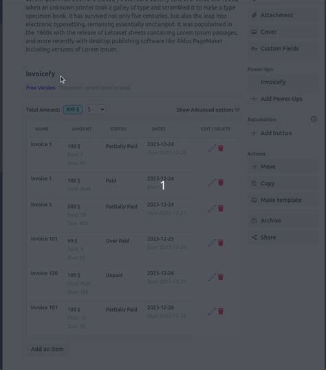 Invoicefy (Manage and track invoices on cards) Power-Up | Trello