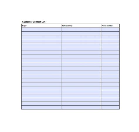 Excel Phone List Template