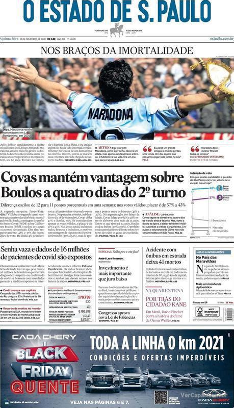 Fotos: Confira as capas dos jornais do Brasil e do mundo em homenagem a Diego Maradona ...