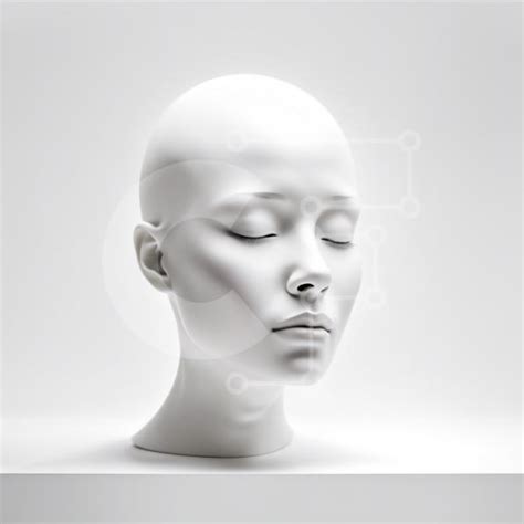 Stylish White Mannequin Head Displayed on a Shelf stock photo | Creative Fabrica