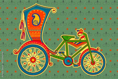 Cycle rickshaw in Indian art style Stock Vector | Adobe Stock