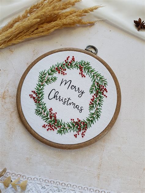 Christmas Wreath Embroidery Design Pattern PDF, Holiday Ornament ...