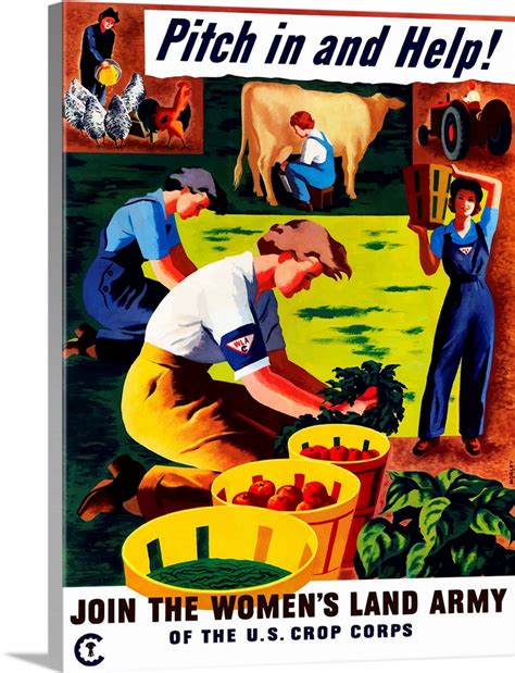 World War II propaganda poster of women doing chores on a farm Wall Art ...