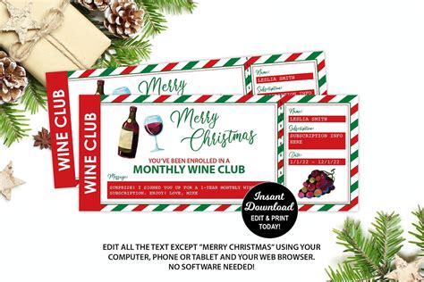 Wine Club Membership Ticket Wine Subscription Gift Ticket - Etsy