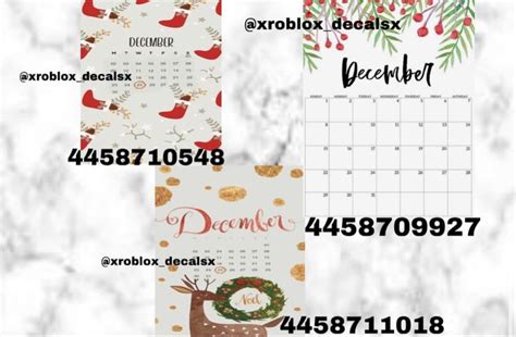 Roblox Decals | Calendar decal, Christmas decals, Holiday decals