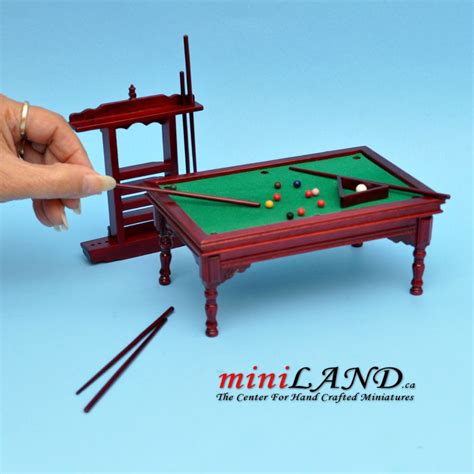 ACC1A-013-Wooden Billiards pool table with pool cues set dol | Miniature pool table, Pool table ...