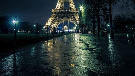 Wallpaper Paris Eiffel Tower France Street Night Street 1920x1080