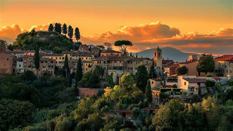 Download Italy Tuscany Landscape Tree Sunset House Man Made Town HD ...