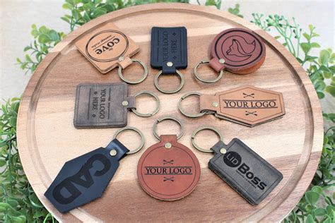 Personalized Leather Keychain Custom Logo Engraved Leather - Etsy