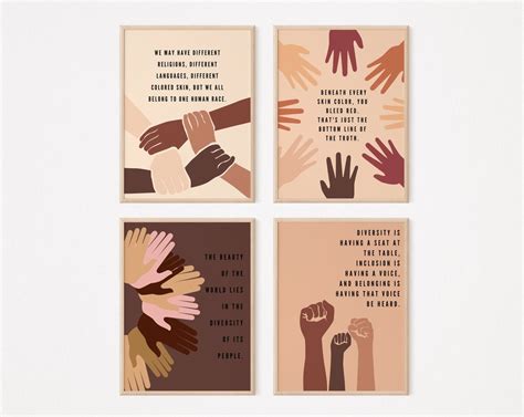 Diversity Inclusion Poster Set of 4 Diversity Poster Classroom, Diversity Wall Art, Classroom ...