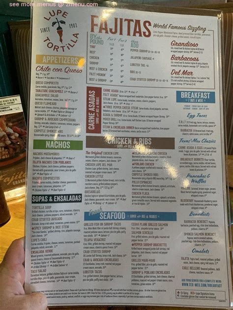 Menu at Lupe Tortilla Mexican Restaurant, Allen