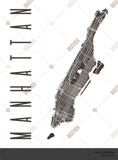 Manhattan Map Poster Vector & Photo (Free Trial) | Bigstock