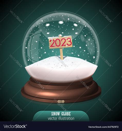 2023 red snow globe on green background merry Vector Image