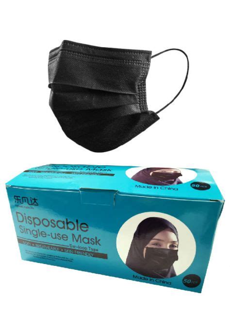 Personal Protective Equipment Black Disposable Surgical Face Mask ...