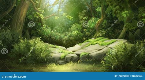 Deep Forest. Fantasy Backdrop. Concept Art Stock Illustration - Illustration of grass, fantasy ...