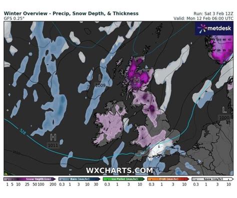 UK snow: New maps turn ominous colour as brutal 10-day -9C snow blast ...