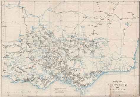 Railway map of Victoria 1908. Victorian Railways, Australia 1908 old