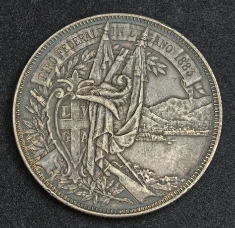 Switzerland coins, Silver 5 Swiss Francs - Lugano Shooting Thaler coin, dated 1883.|World ...