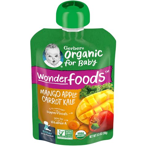 Gerber 2nd Foods Organic for Baby WonderFoods Baby Food, Mango Apple ...