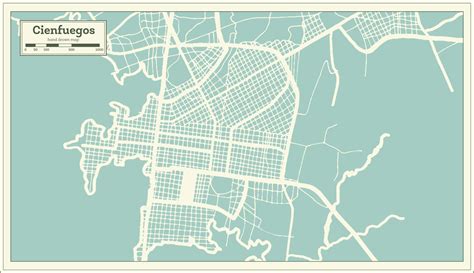 Cienfuegos Cuba City Map in Retro Style. Outline Map. 17518635 Vector ...