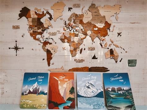 CAMPERVAN DECORATION IDEAS: WOODEN WORLD MAP AND NATIONAL PARK POSTERS - inAra By May Pham