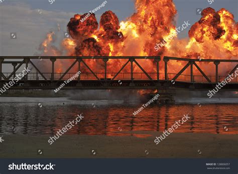 Explosion On Bridge Over River Stock Photo 128806057 - Shutterstock