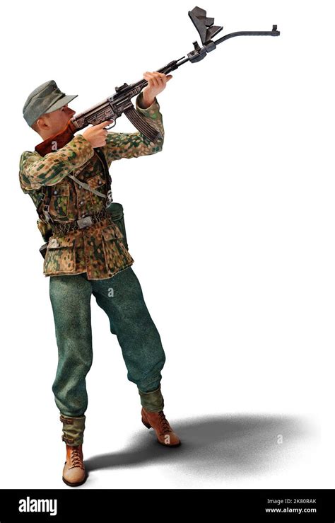 Illustration of a German soldier with the StG44 and the Krummlauf ...