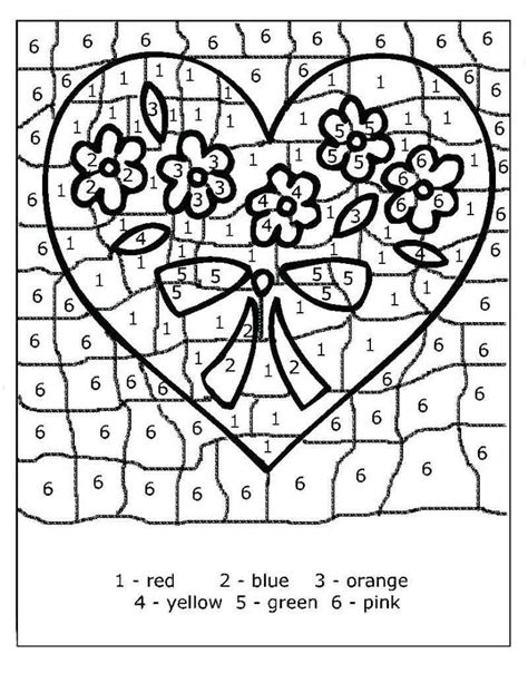 Valentines Day Color By Number Sheet | Valentine coloring pages ...