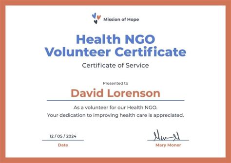 Design this Duotone Simple Health NGO Service Volunteer Certificate ...