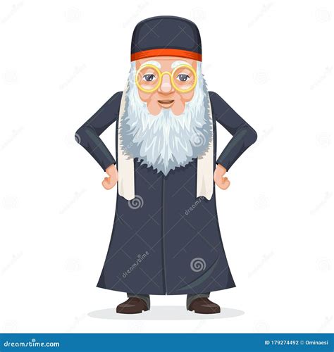 Old Wise Man Traditional Sage Priest Mage Rabbi Costume Cartoon ...